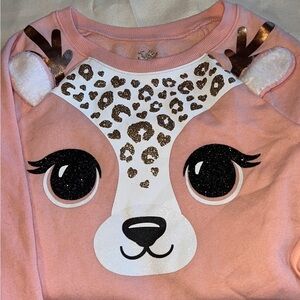 Justice Pink Animal Deer Face Sweater